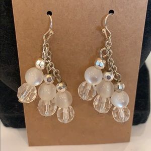 💐6/25 Dangle sliver toned chain clear sliver bead